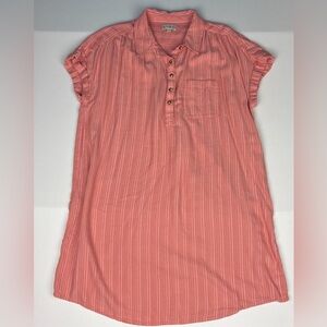 Wonderly Women XL Shirt Dress Peach Stripe Button Pullover Knee Length Summer